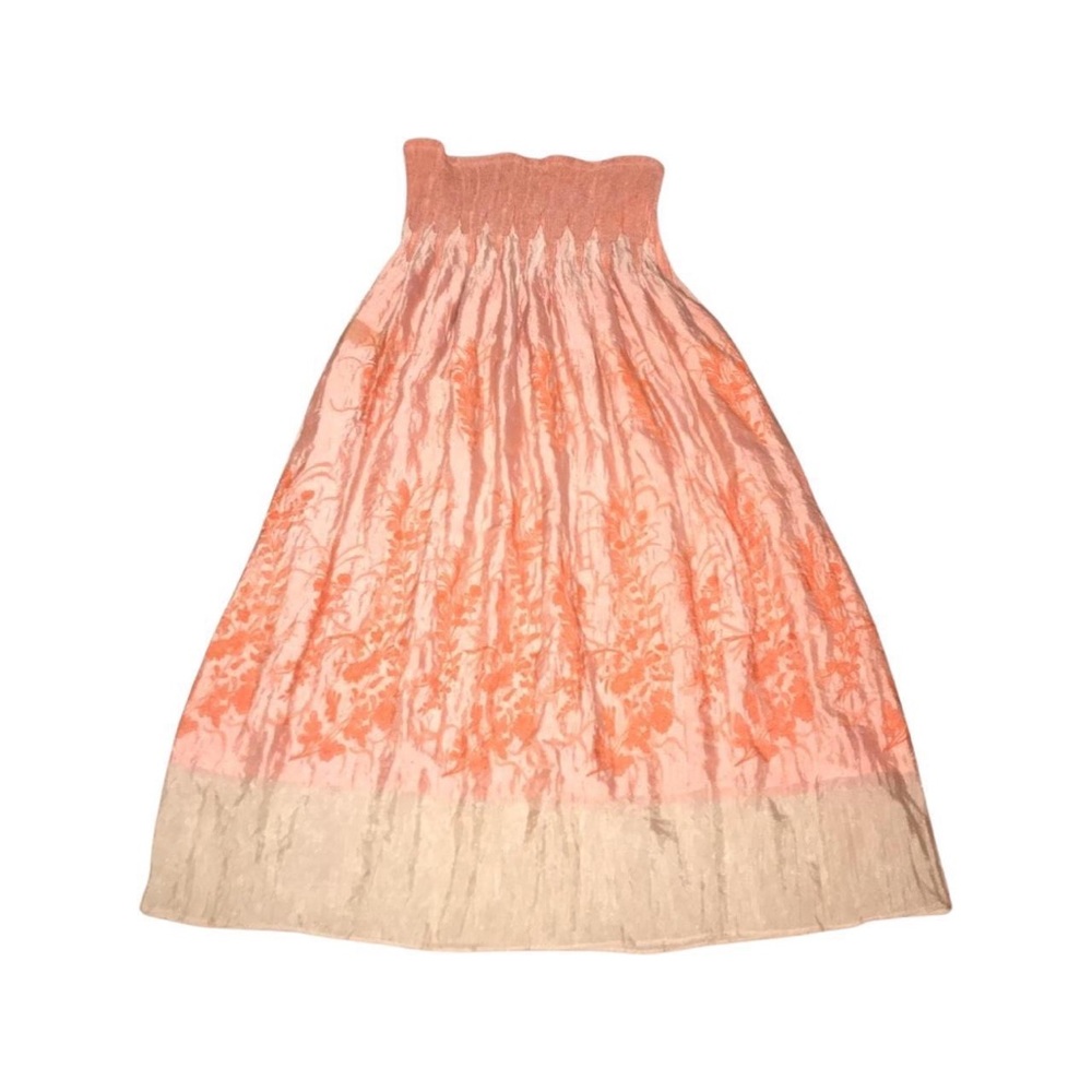 Orange floral midi skirt